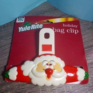 Vtg Rite-Aid Santa Clause Bag Clip Christmas Plastic Chips Pretzels Candy NOS